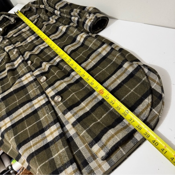 H&M Green and Black Plaid Utility cottagecore long.Jacket - Picture 6 of 7
